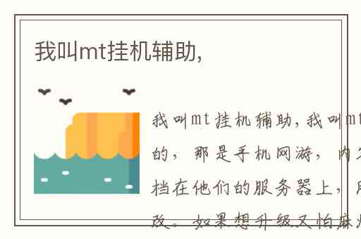 我叫mt挂机辅助,
