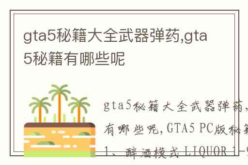 gta5秘籍大全武器弹药,gta5秘籍有哪些呢