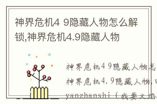 神界危机4 9隐藏人物怎么解锁,神界危机4.9隐藏人物