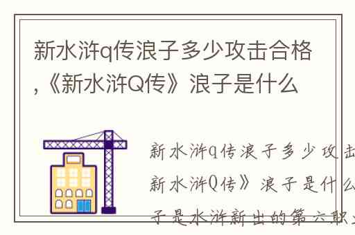 新水浒q传浪子多少攻击合格,《新水浒Q传》浪子是什么职业