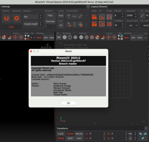 三维模型展UV软件Rizom-Lab RizomUV Real/Virtual Space 2023.0 Mac 一键直装版