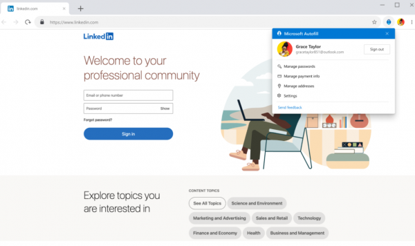 Microsoft 自动填充 Chrome插件 v2.0.4 免费安装版