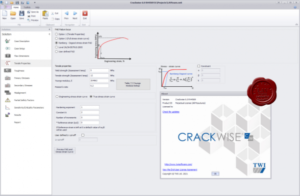 断裂力学软件TWI CrackWISE v6.0 R44569 免费激活授权版(附补丁)