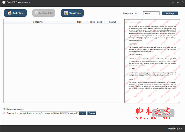 Free PDF Watermark(PDF水印添加软件) v5.8 英文破解版