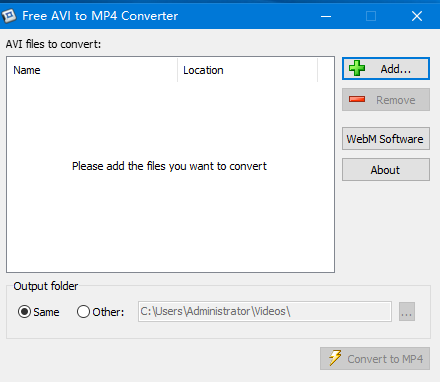 Free AVI to MP4 Converter(AVI转MP4工具) v1.0 官方版