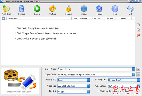 Allok Video to PSP Converter(视频到PSP转换软件) v6.2.1217 免费安装版