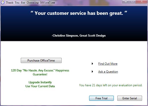 OfficeTime(时间记录工具) V1.8.2 免费安装版