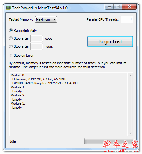 TechPowerUp MemTest64(内存测试工具) v1.0 英文绿色版